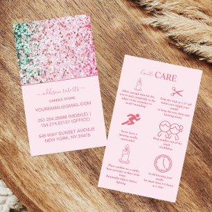 Cartão De Visita Vela de Cuidados com a Marca Clean Pink Glam