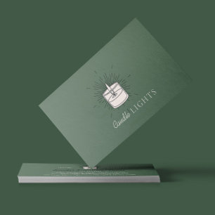 Cartão De Visita Vela de soja de cera artesanal elegante verde salg
