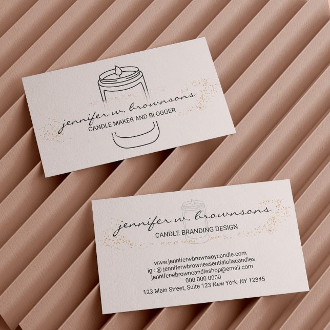 Cartão De Visita Vela de soja simples elegante rosa rubor (Blush Pink elegant simple soy candle Business Card)