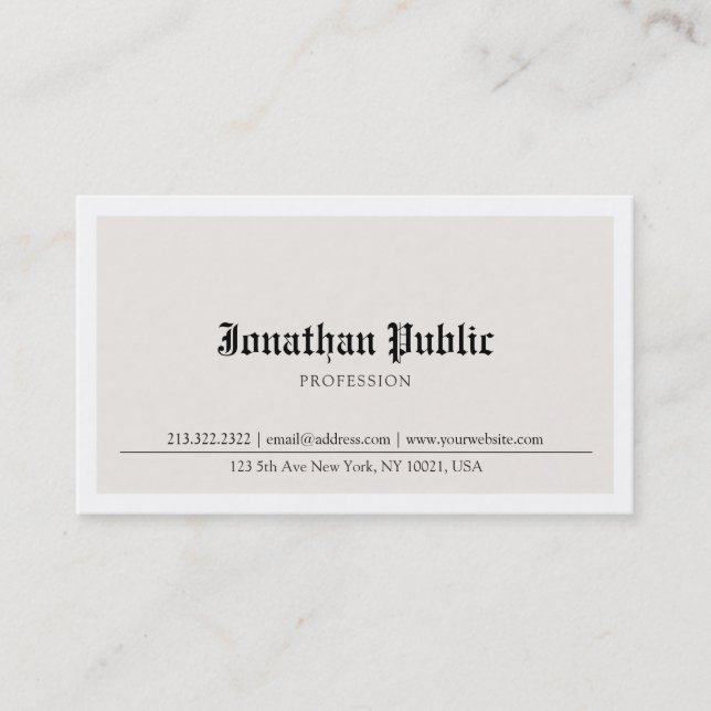 Cartão De Visita Velho Inglês Digitado por Nostalgia Tendência Simp (Frente)