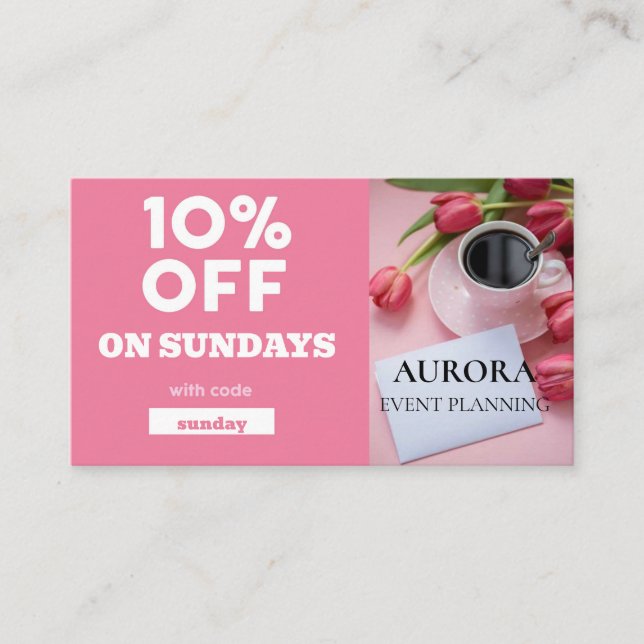 Cartão De Visita Venda de Desconto do Planejamento de Eventos (Frente)