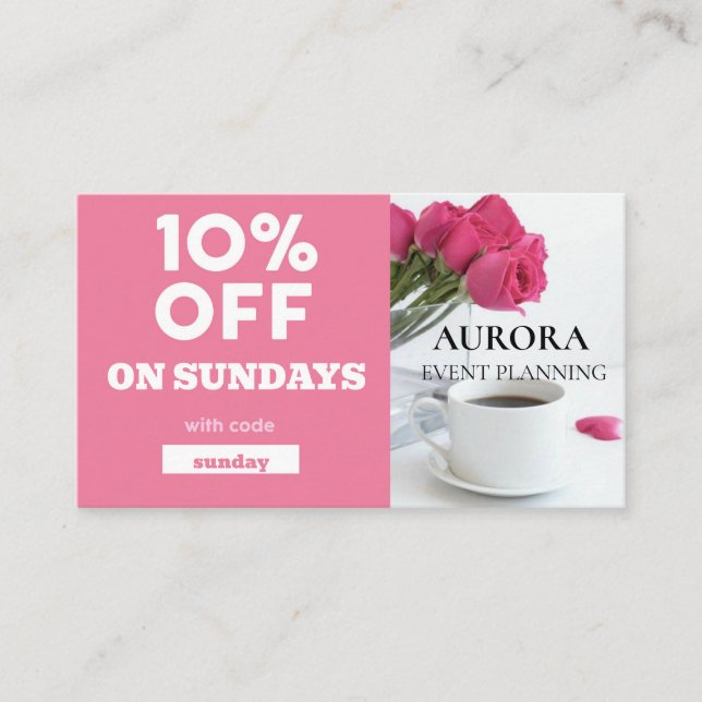 Cartão De Visita Venda de Desconto do Planejamento de Eventos (Frente)