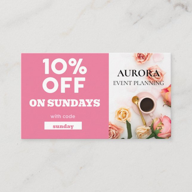 Cartão De Visita Venda de Desconto do Planejamento de Eventos (Frente)