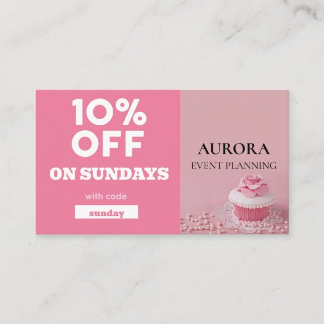 Cartão De Visita Venda de Desconto do Planejamento de Eventos (Frente)