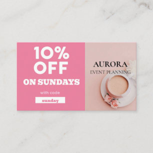 Cartão De Visita Venda de Desconto do Planejamento de Eventos