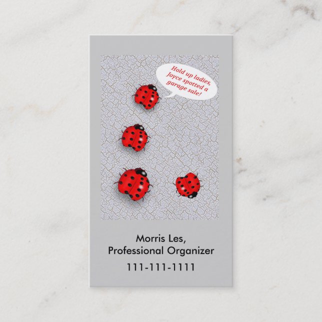 Cartão De Visita Venda de jardim da senhora Insetos Cómico relativa (Frente)