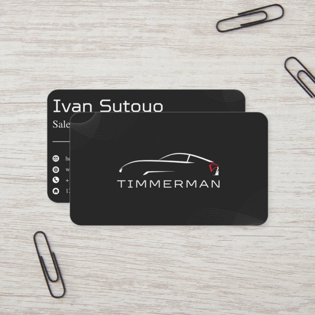 Cartão De Visita Vendas de carros Elegantes Pretos (Frente/Verso In Situ)