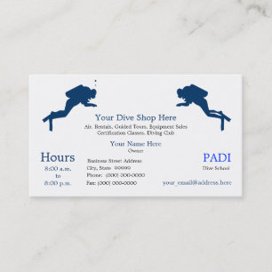 Cartão De Visita Vendas de equipamento de mergulho, aluguéis