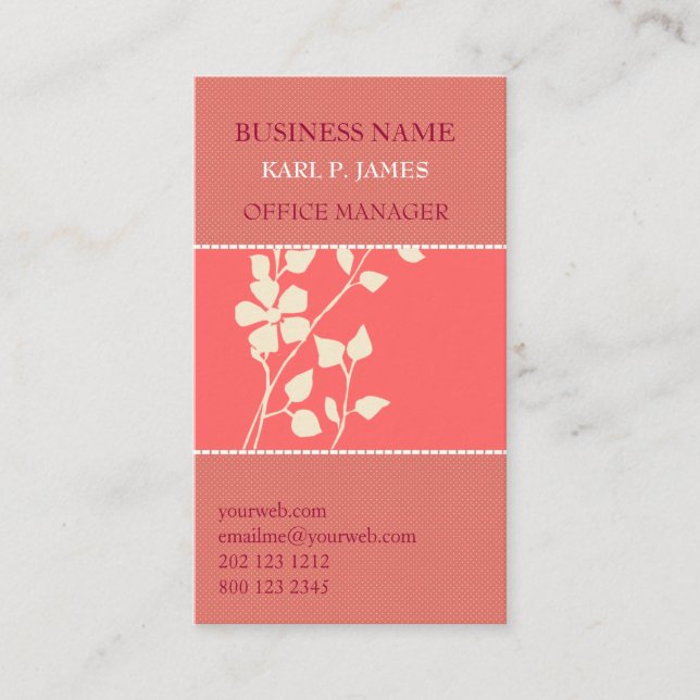 Cartão De Visita Verão bonito floral (Frente)