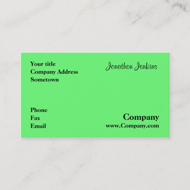 Cartão De Visita Verde (Frente)