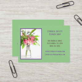 Cartão de visita verde arranjo floral