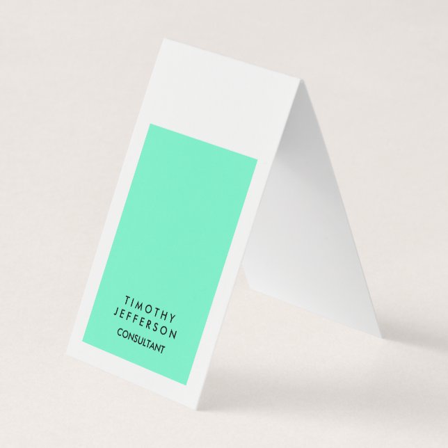 Cartão De Visita Verde Azul Branco Elegante Moderno (Frente)