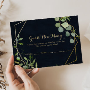 Cartão De Visita Verde Azul Dourado Geométrico Adivinha Quantas Ca