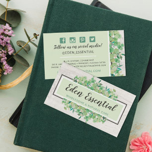 Cartão De Visita Verde Botânico Eucalipto Mídia Social Rústica