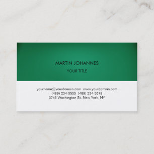 Cartão de Visita Verde Branco Profissional Simples