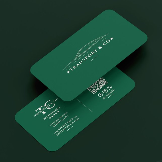 Cartão De Visita Verde-caçador de motoristas de táxi para transport (Minimal Car Transport Taxi Driver Hunter Green Business Card
)