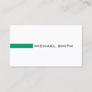 Cartão De Visita Verde-ciano-Elegante minimalista branco