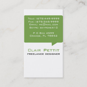 Cartão De Visita Verde da bolha da conversa