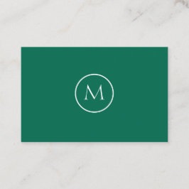 Cartão De Visita Verde de garrafa elegante Monogrammed minimalista