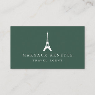 Cartão De Visita Verde do logotipo da torre Eiffel