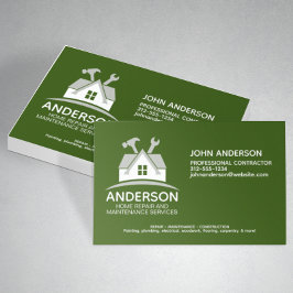 Cartão De Visita Verde do Serviço de Manutenção de Reparo Doméstico