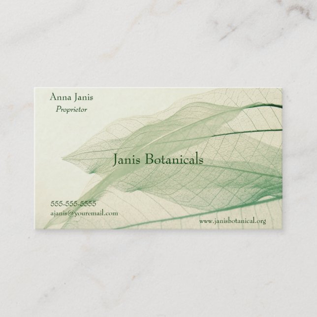 cartão de visita verde dos esqueletos da folha (Frente)