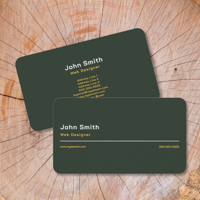 Cartão de visita Verde Dourado e Floresta (Gold & Forest Green Stylish Business Card)