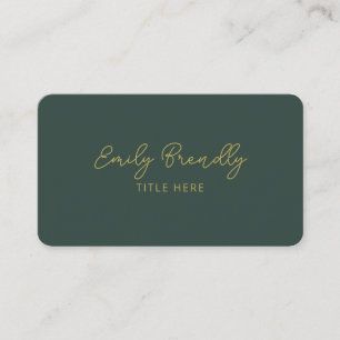 Cartão de visita Verde Dourado Elegante Minimalist