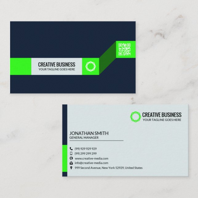 Cartão de Visita Verde e Azul Moderno | Creative C (Frente/Verso)