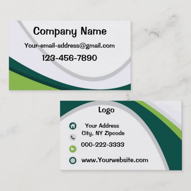Cartão De Visita Verde e Branco (Frente/Verso)