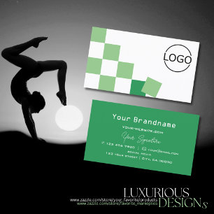 Cartão De Visita Verde e Quadro Branco Moderno com Logotipo Legal