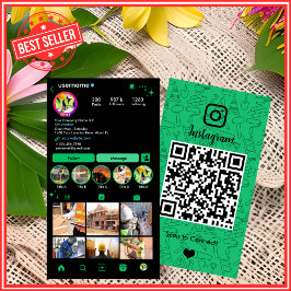 Cartão de Visita Verde Ecológico Instagram QR