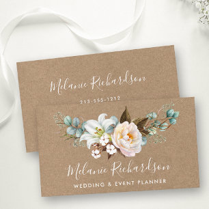 Cartão De Visita Verde Elegante Moderno Kraft Floral Botânica