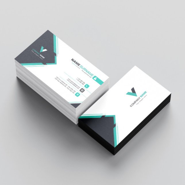 Cartão De Visita Verde Escuro Moderno (Criador carregado)