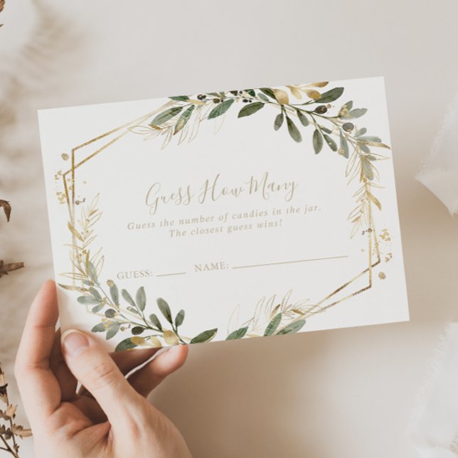 Cartão De Visita Verde Geométrico Dourado Adivinha Quantas Cartas D (Criador carregado)