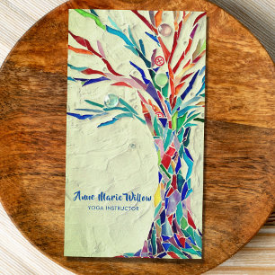 Cartão De Visita Verde-instrutor do Rainbow Tree Yoga