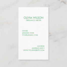 Cartão De Visita Verde limpo liso profissional e branco