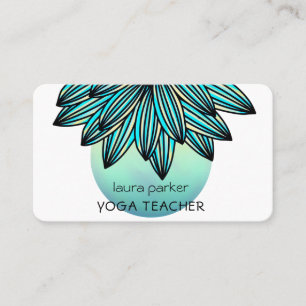 Cartão De Visita  Verde Mar Aquarela Lotus Flower Yoga Holística 
