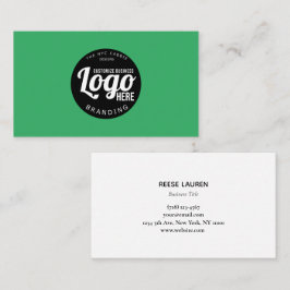 Cartão de visita verde minimalista com logotipo