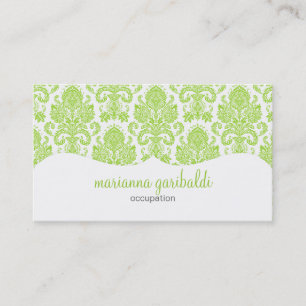 Cartão De Visita Verde moderno do damasco personalizado