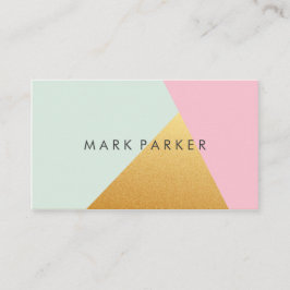 Cartão De Visita Verde moderno do falso, bloco geométrico