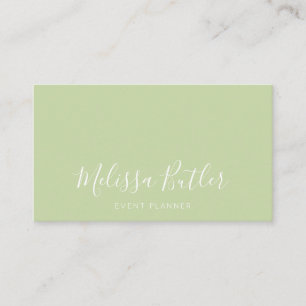 Cartão De Visita Verde Pastel da caligrafia à moda minimalista