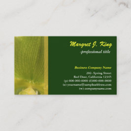 Cartão de visita verde pétala de flor de orquídea.