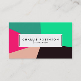 Cartão de visita verde, preto e cor-de-rosa do