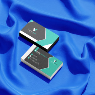 Cartão De Visita Verde Preto Moderno