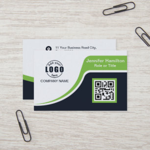 Cartão De Visita Verde preto profissional adiciona o barramento de
