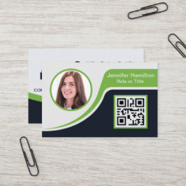 Cartão De Visita Verde preto profissional adicione o seu código QR 