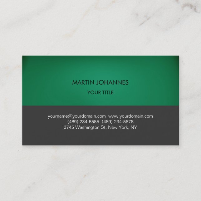 Cartão de visita Verde Profissional Simples (Frente)