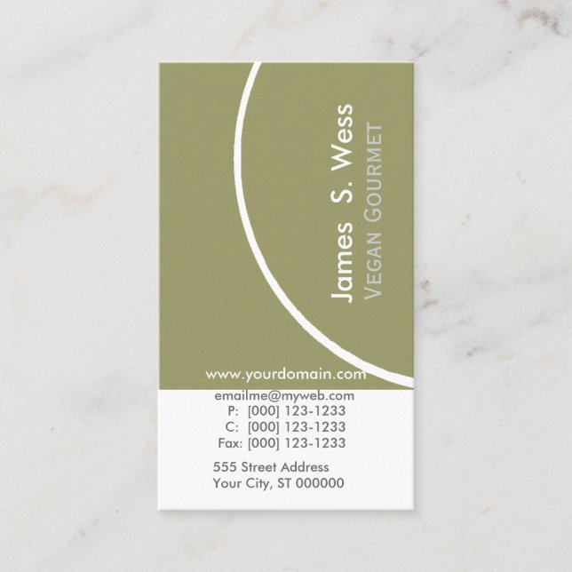 Cartão De Visita Verde Sage Moderno com Meio Círculo Moderno (Frente)