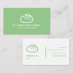 Cartão De Visita Verde Salvia Fofo Minimal Pão Pastelaria Padaria